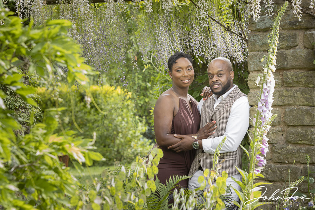 Nicola and Melvin’s pre-wedding photography at Winterbourne House and Garden Birmingham