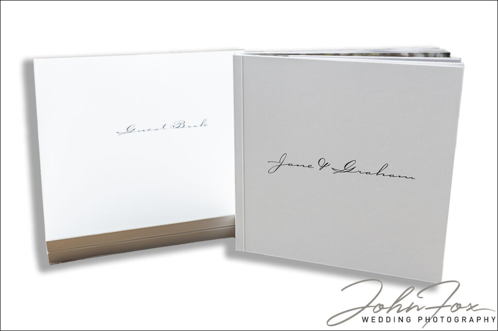 Jane and Graham’s wedding guest book album for Drovers Rest Farm