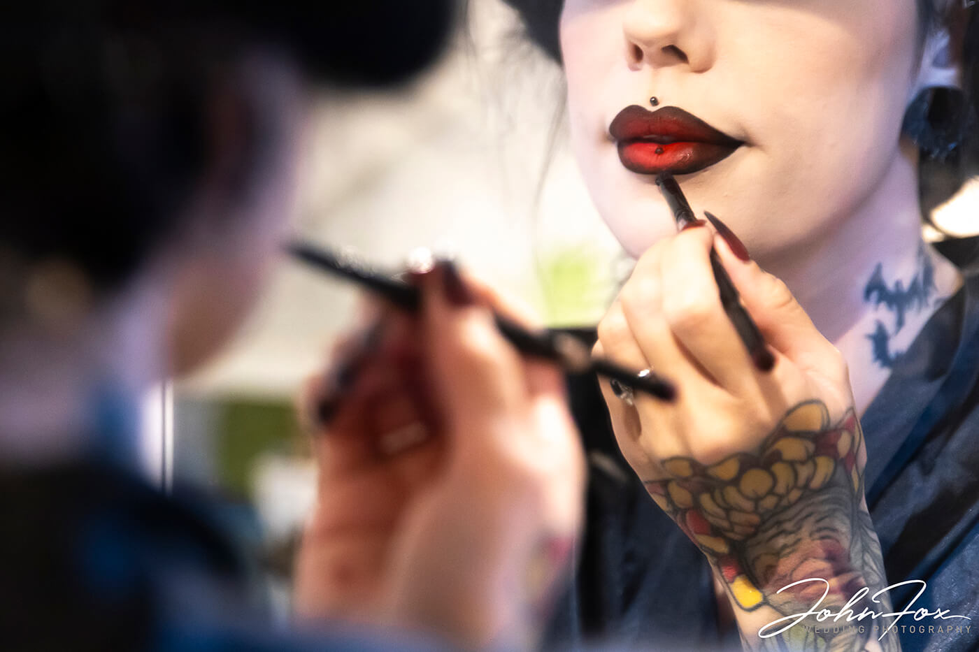 Gothic wedding. The bride gets ready for her big day.