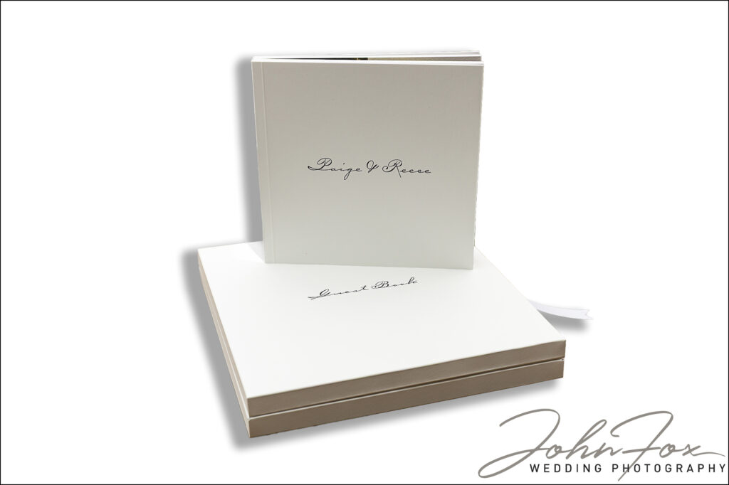 Paige and Reece’s wedding guest book with photos for Tractor Barn