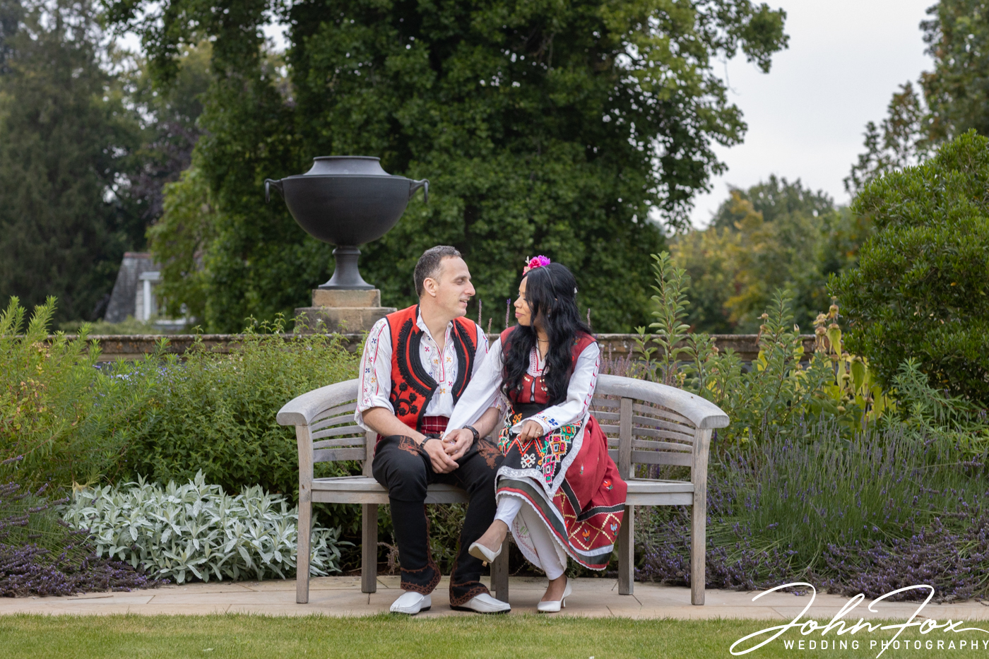 Bride and Groom outside at Stowe House, Buckinghamshire